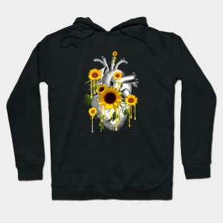 Sunflowers Heart Human Anatomy Hoodie